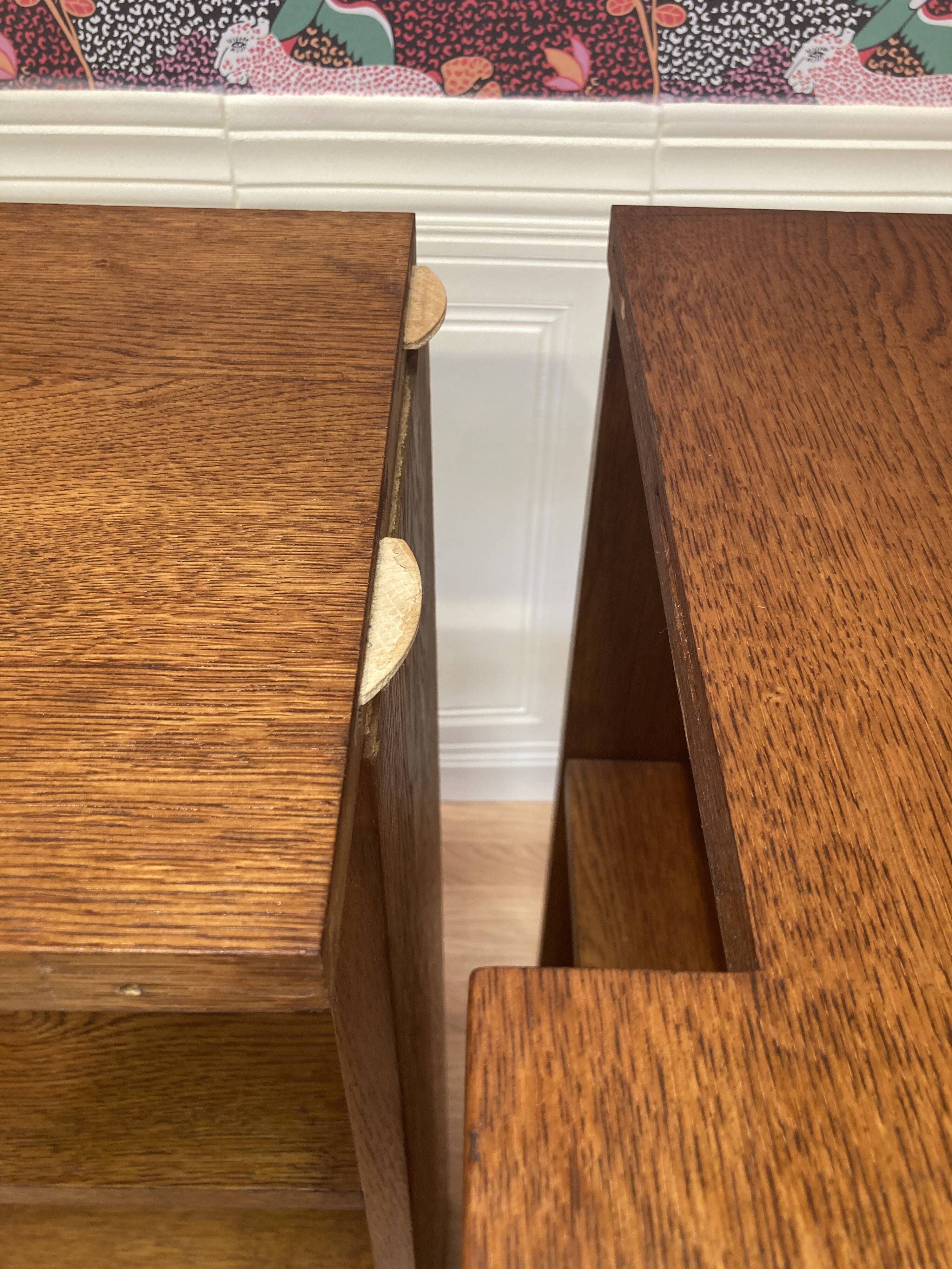 Large oak corner bookcase, 1950s design.
