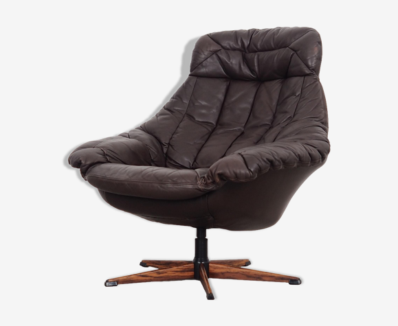 Leather swivel armchair, Danish design, 1960s, designer: H.W. Klein, production: Bramin