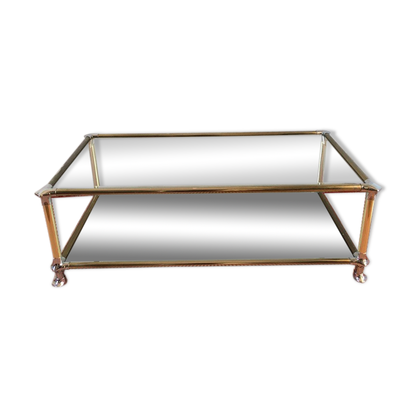 Table basse verre et miroir années 70/80
