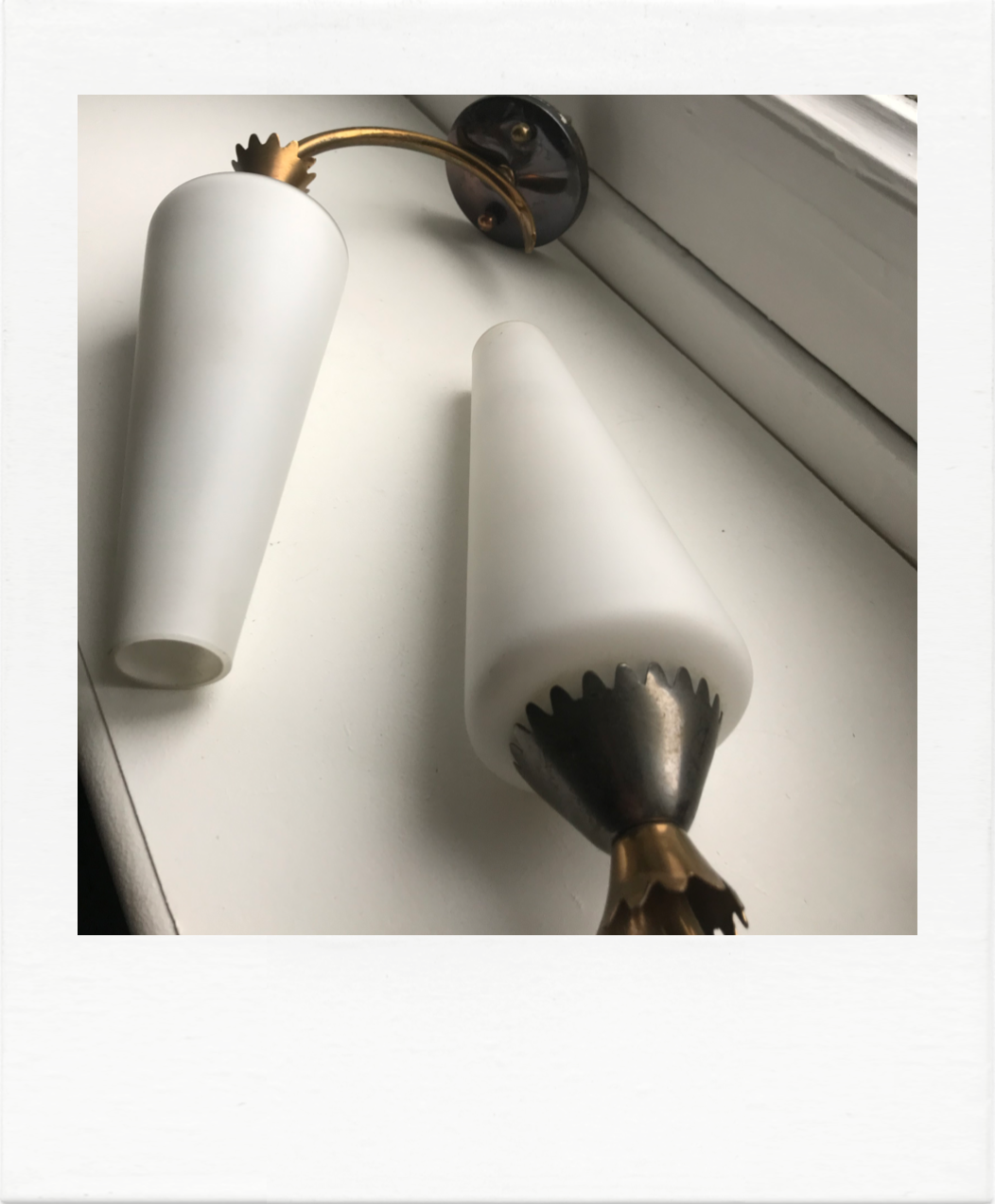 Pair of 50-60 bi-tone brass and bronze wall light