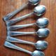 set of 6 small art deco spoons in silver metal