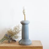 Column lamp base in gray earthenware