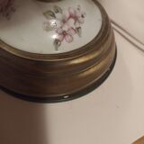 Stained glass lamp with porcelain and bronze base