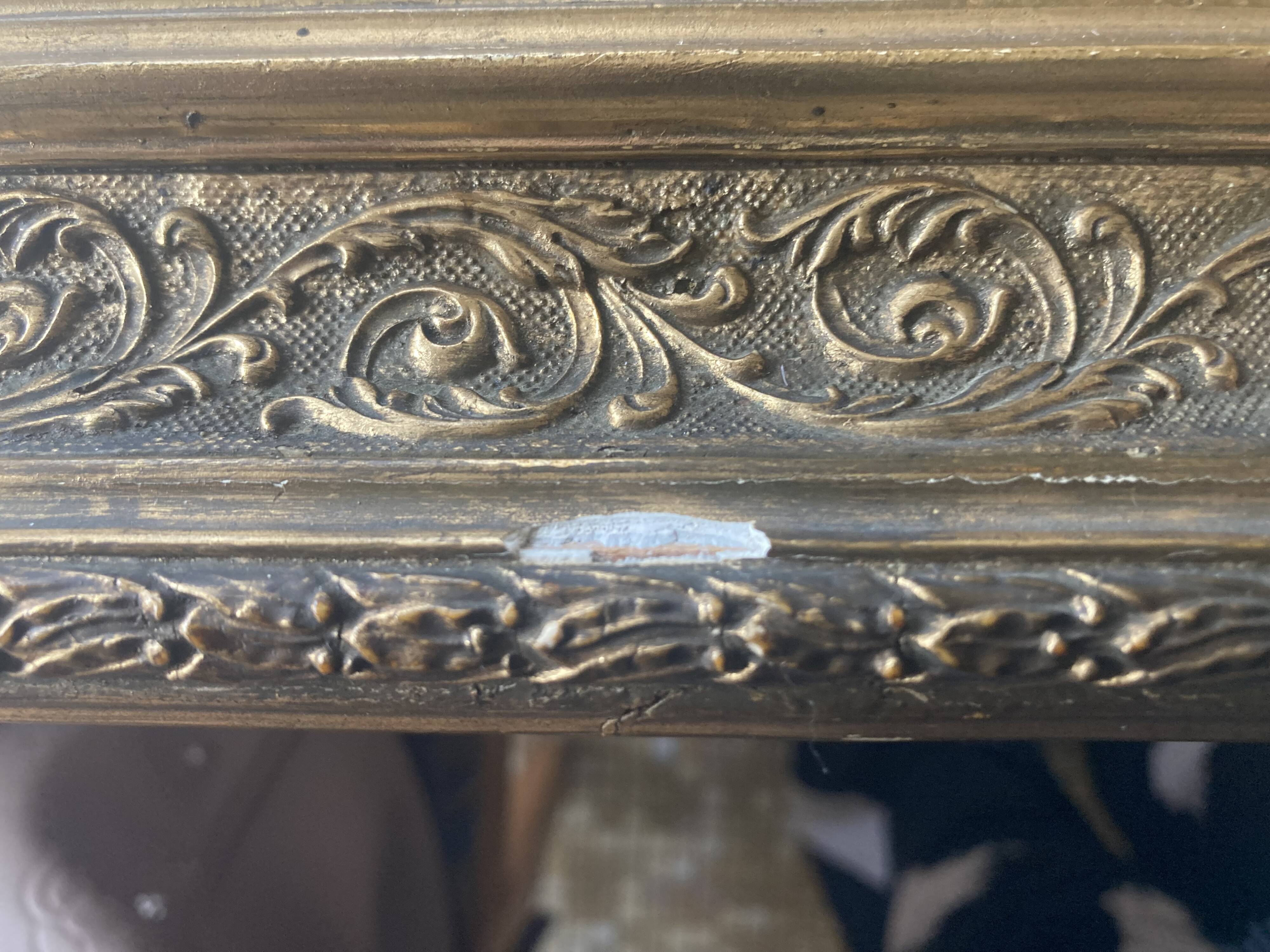 Miroir étain vintage cadre doré