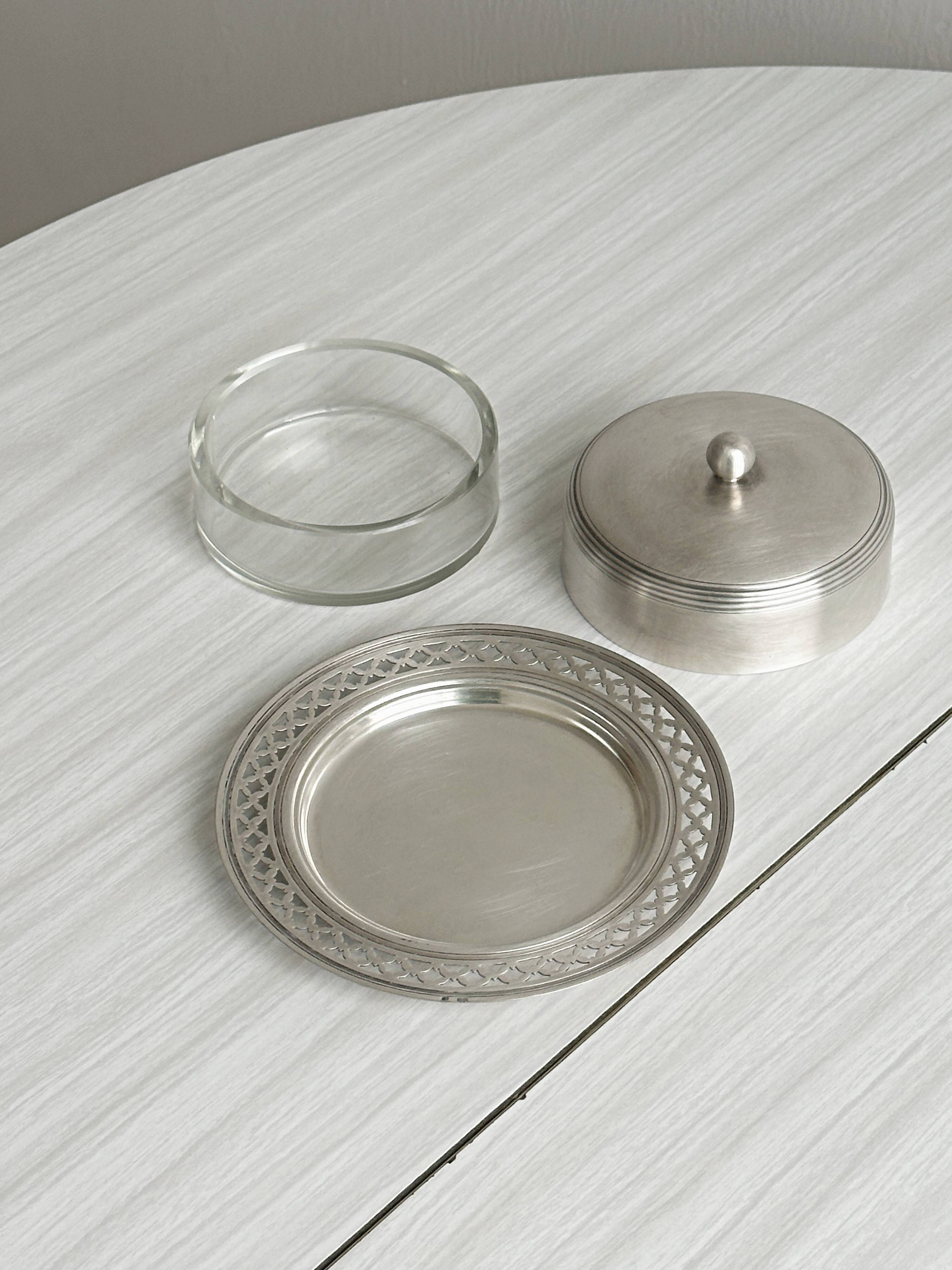 antique metal butter dish