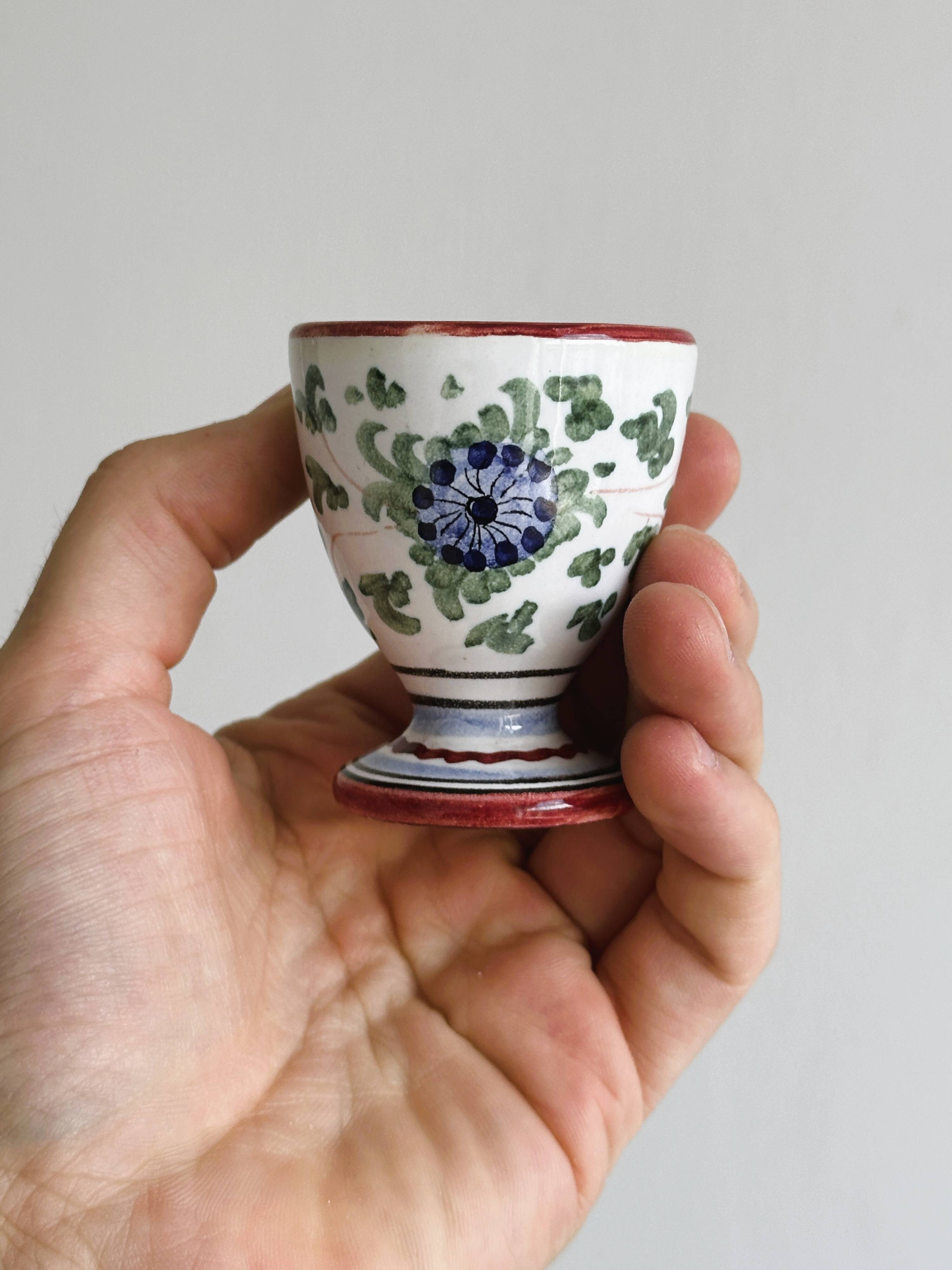 small vintage hand-painted ceramic egg cup