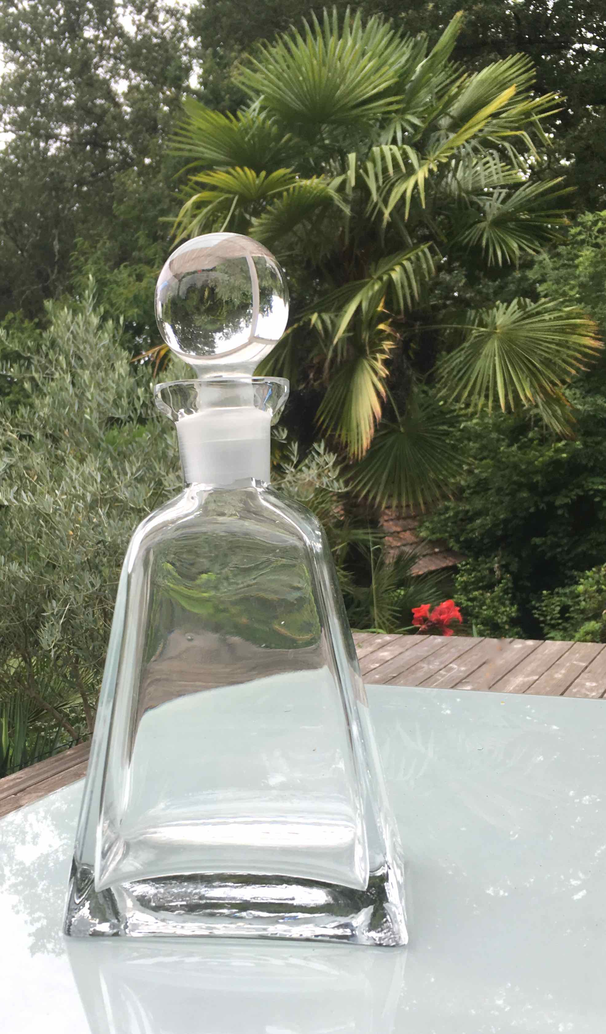 Thick glass carafe bottle 80s