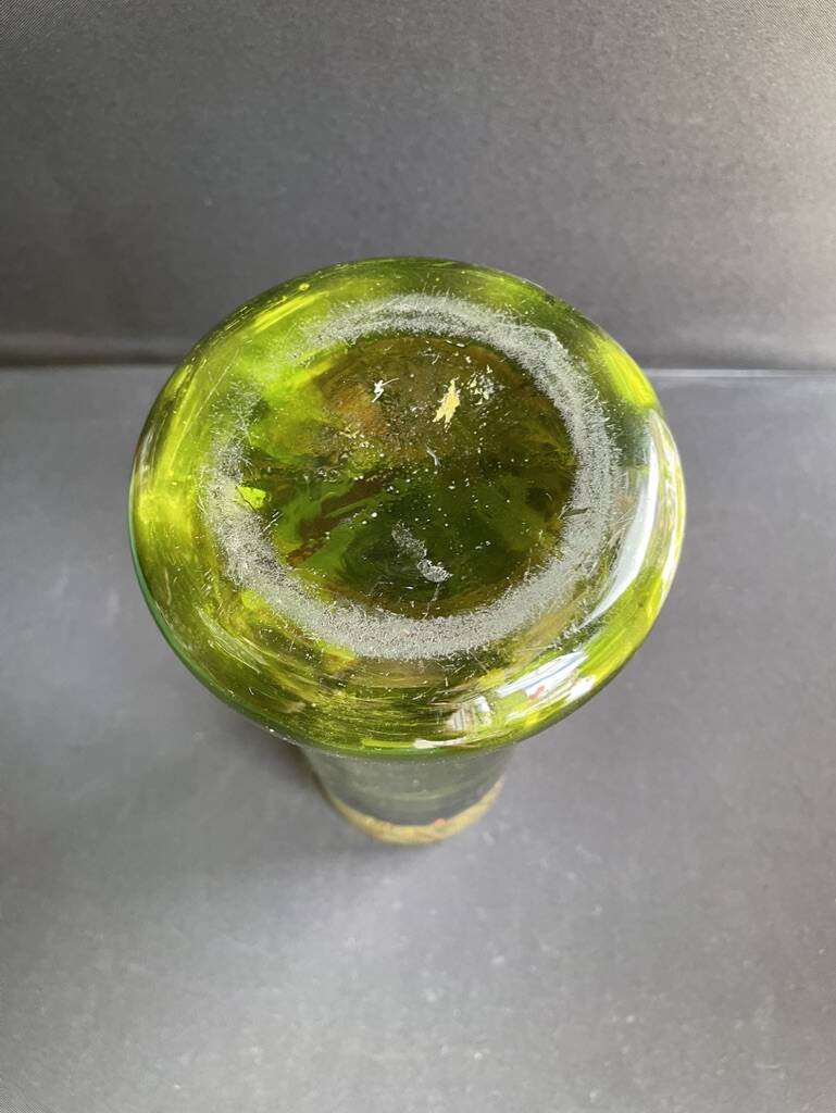 Vase “Nancy with enameled rooster” antique green FT Legras