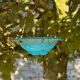 Basin pendant light, in flowered blue glass. Art Deco