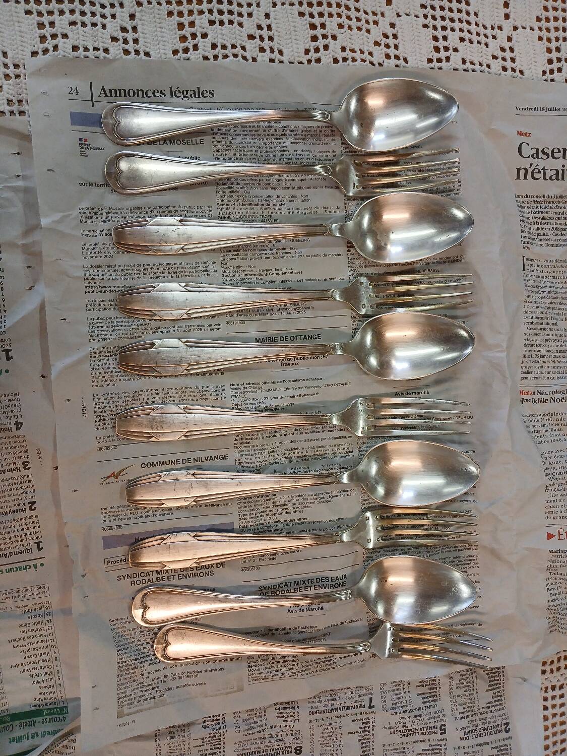Set of 10 antique silver-plated cutlery