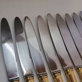 12 Table Knives in Gold Metal