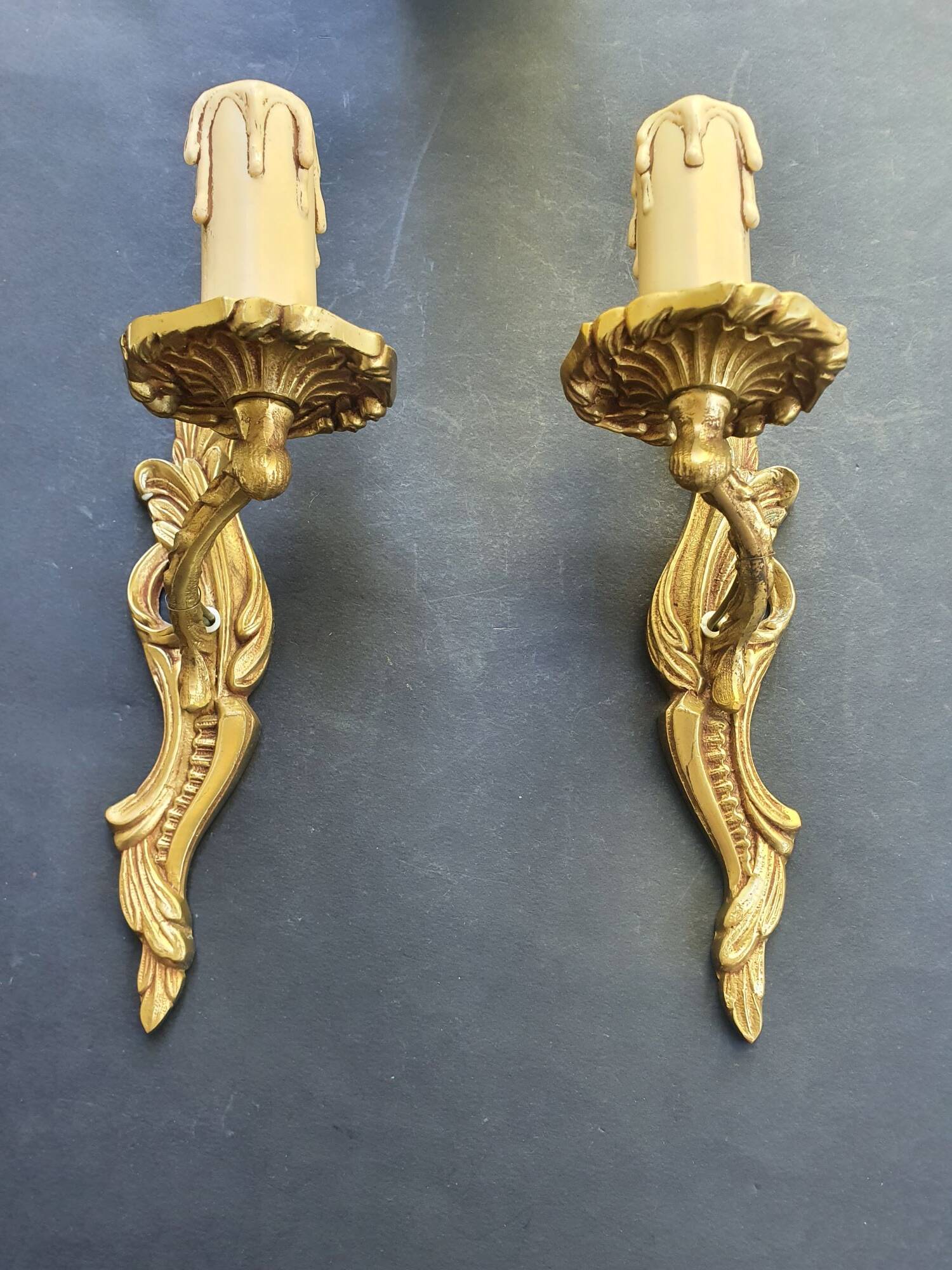 Pair of antique wall candle holders