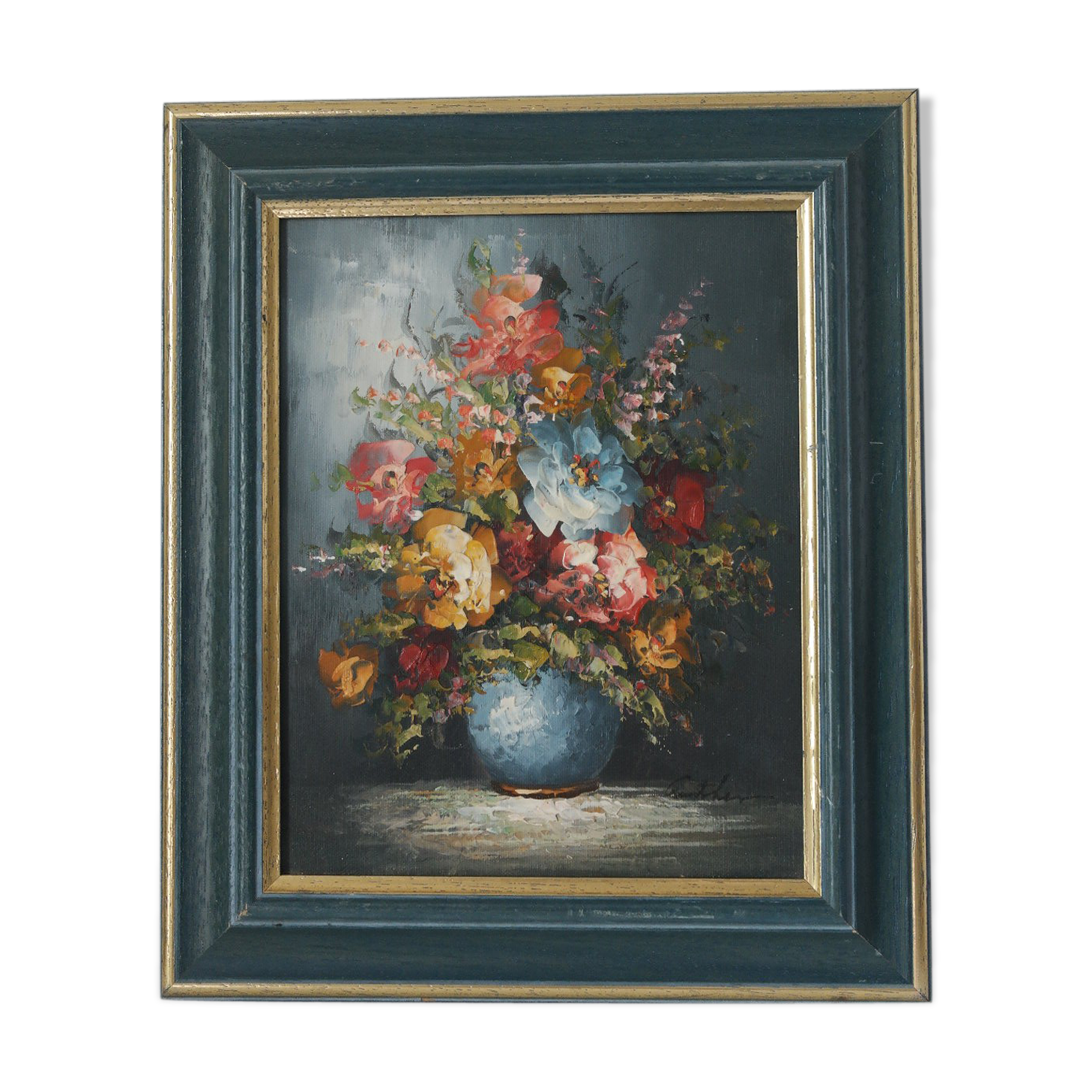 Painting bouquet of flowers oil on canvas