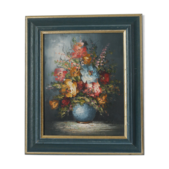 Tableau bouquet de fleurs huile sur toile