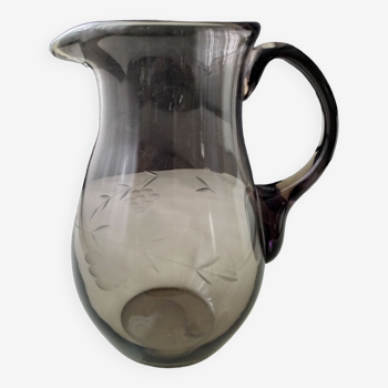 Carafe à eau en verre soufflé vintage 1.4 L