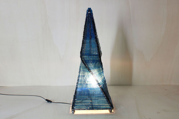 Lampadaire en verre bleu des années 1970