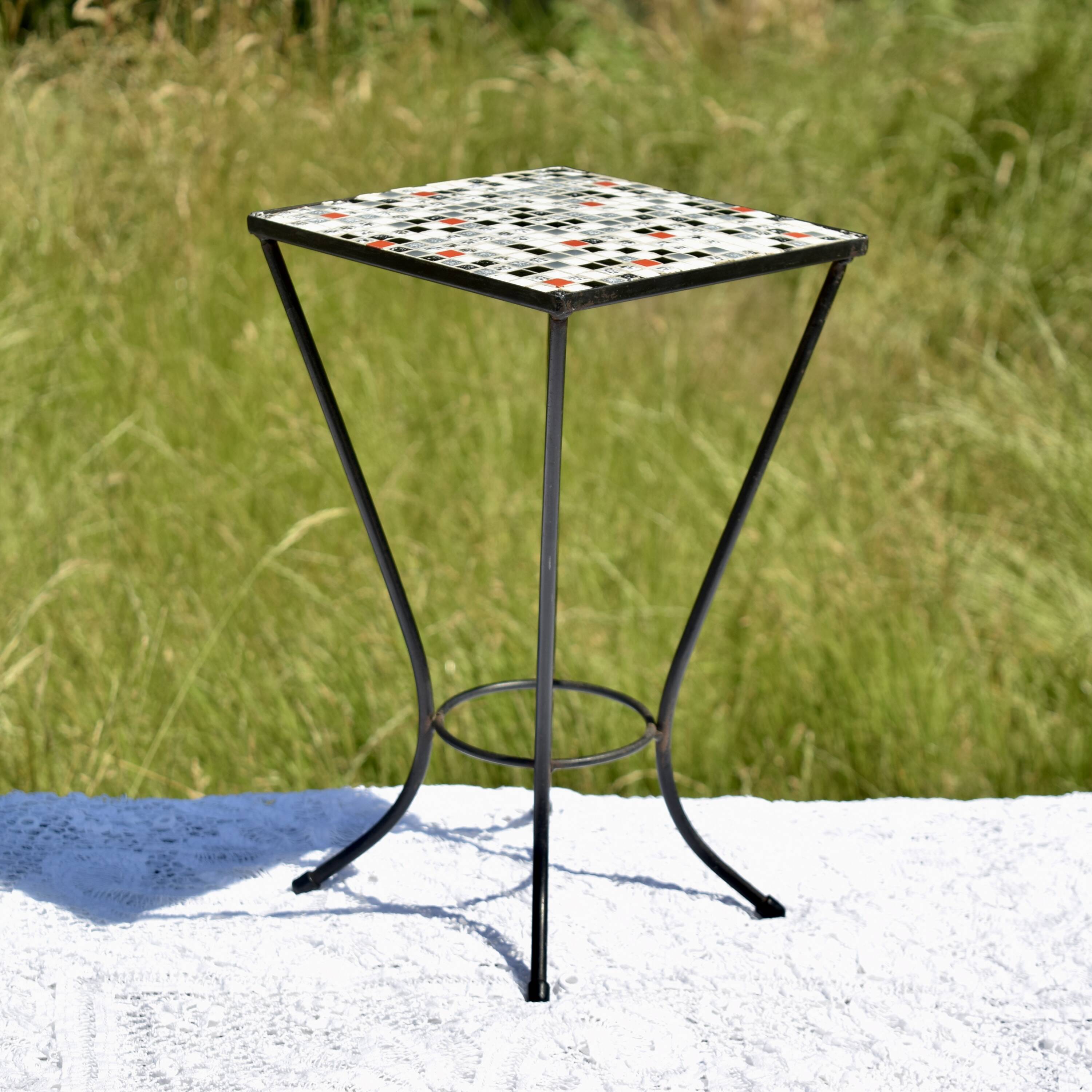 Small vintage mosaic tile side table