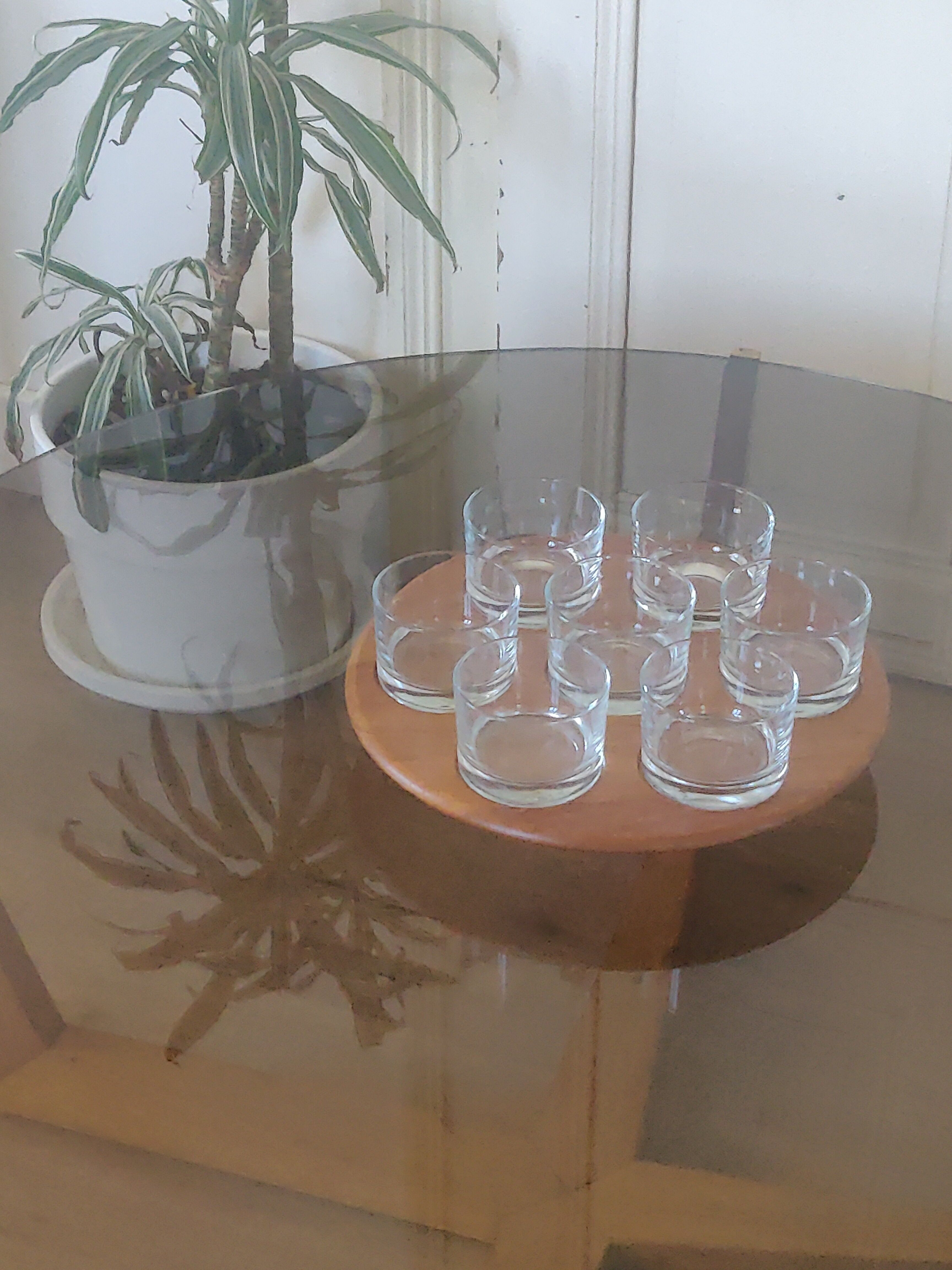 Old Scandinavian teak turntable aperitif tray