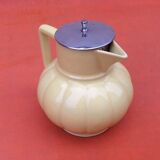 Art Deco Teapot / Teapot with metal infuser Yellow fluted ceramic