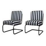 Pair of Seventies stripe armchairs