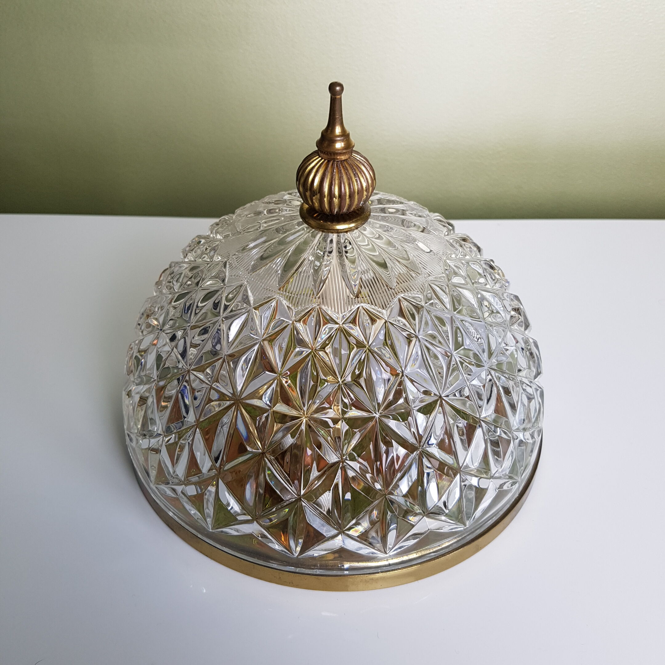 Ceiling light globe glass and brass
