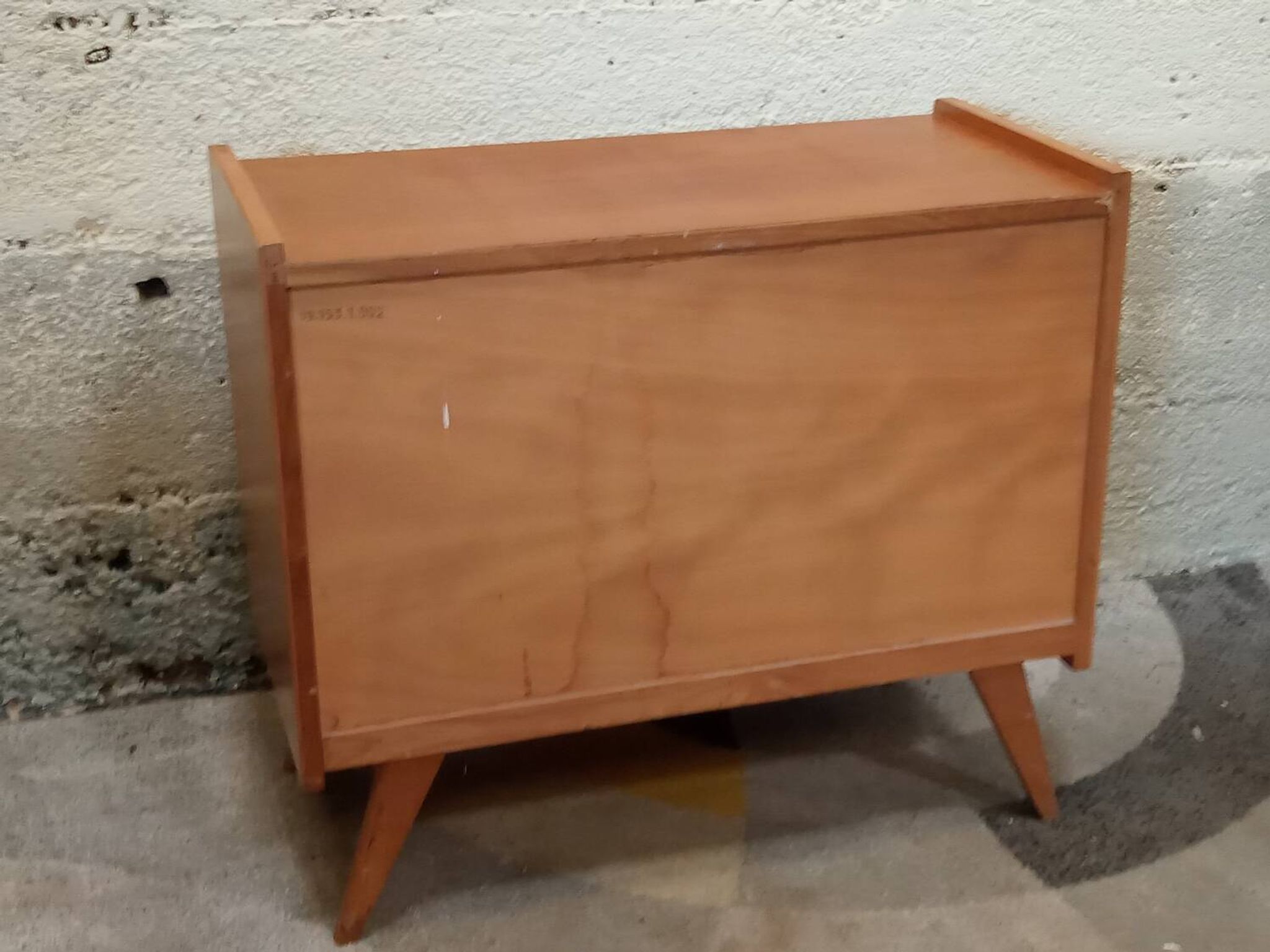 Wooden and rattan chest of drawers from the 50s/60s