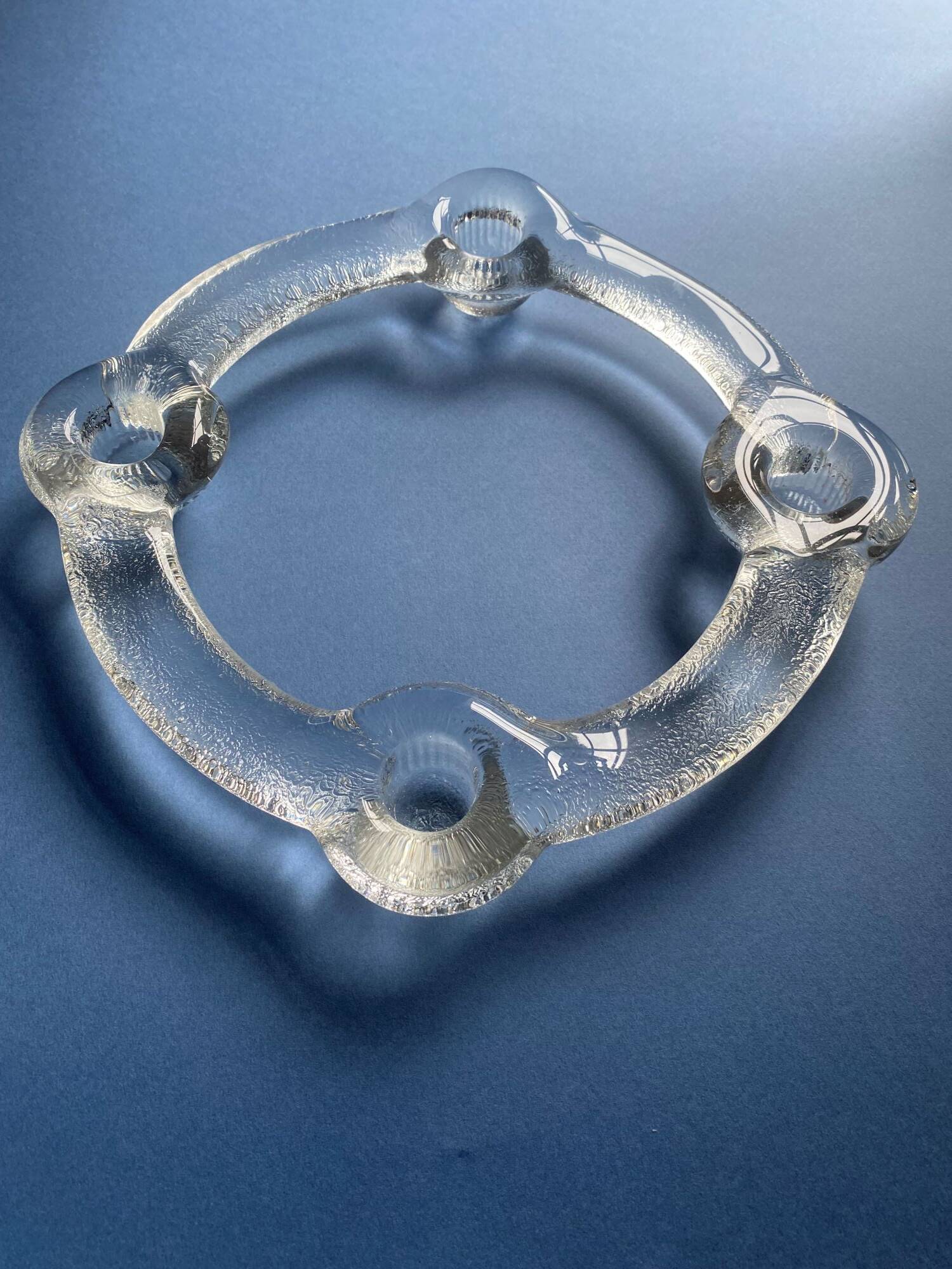 Pukeberg Scandinavian vintage glass candle holder from the 70s - large model