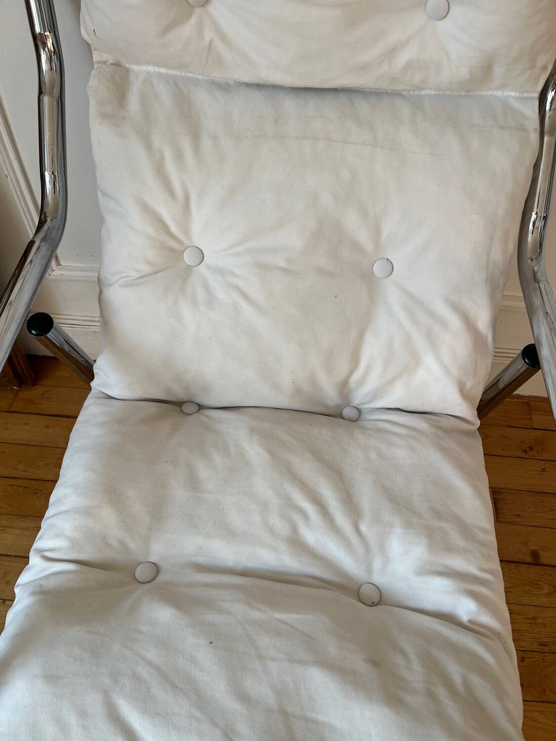 Fauteuil tubulaire en métal chromé, années 70