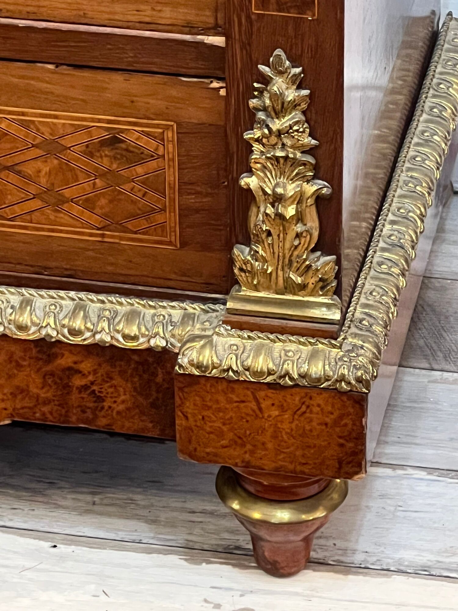 Secretary Ancien, Napoleon III, Late Nineteenth Century, Marquetry And Gilded Bronze