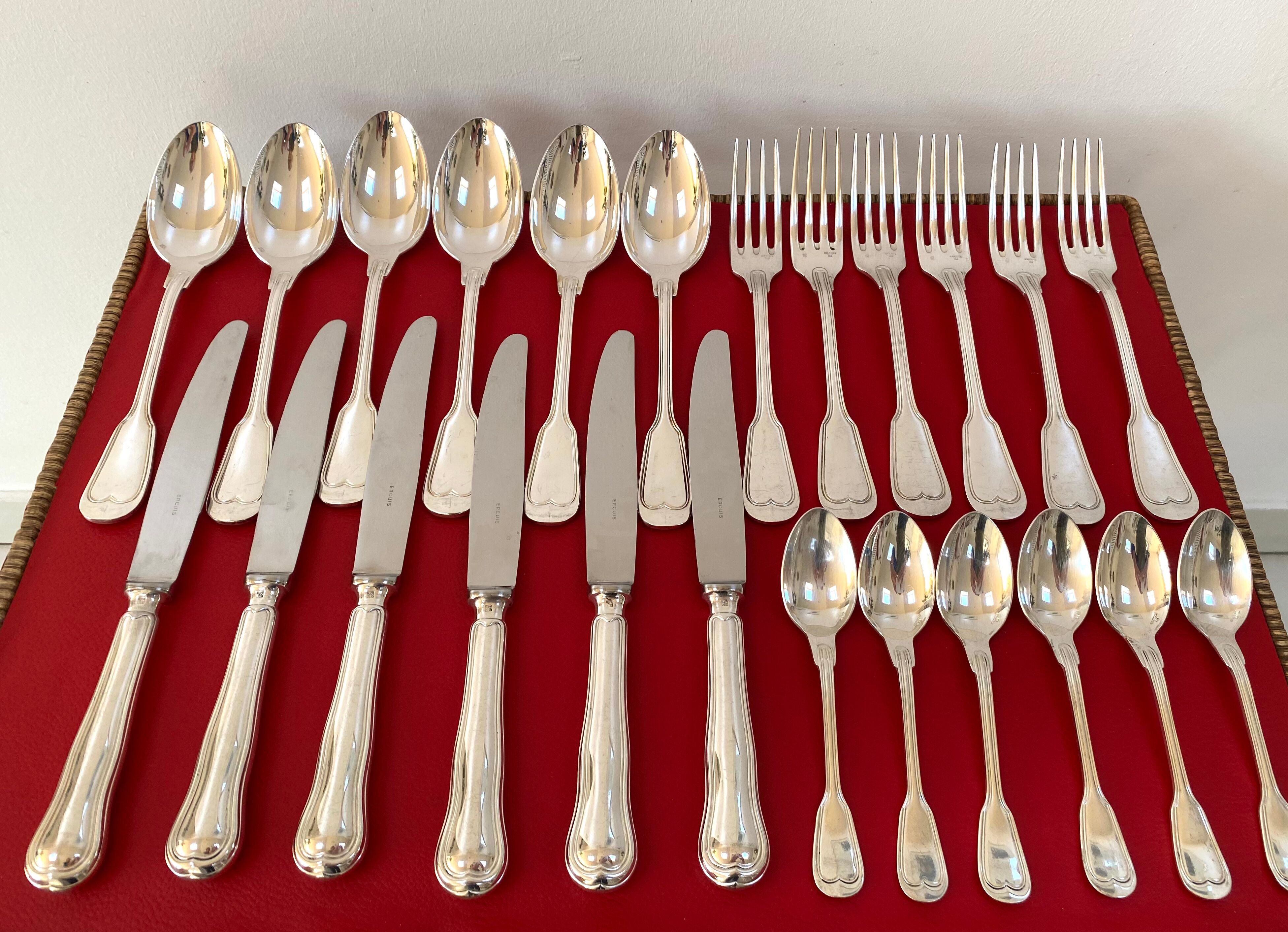 Ménagère Ercuis complete 6*4 silver metal cutlery