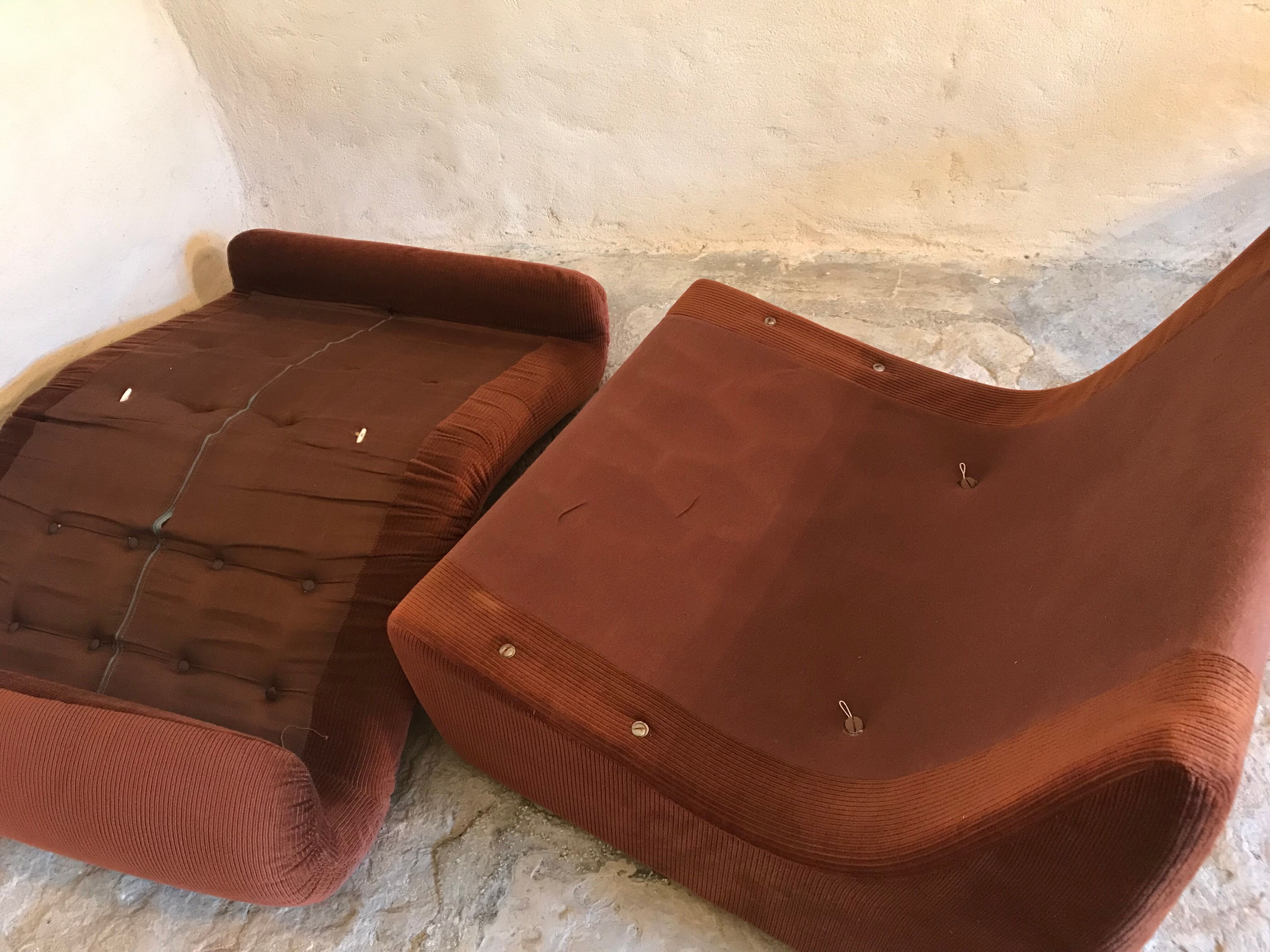 Vintage chair upholstered in corduroy
