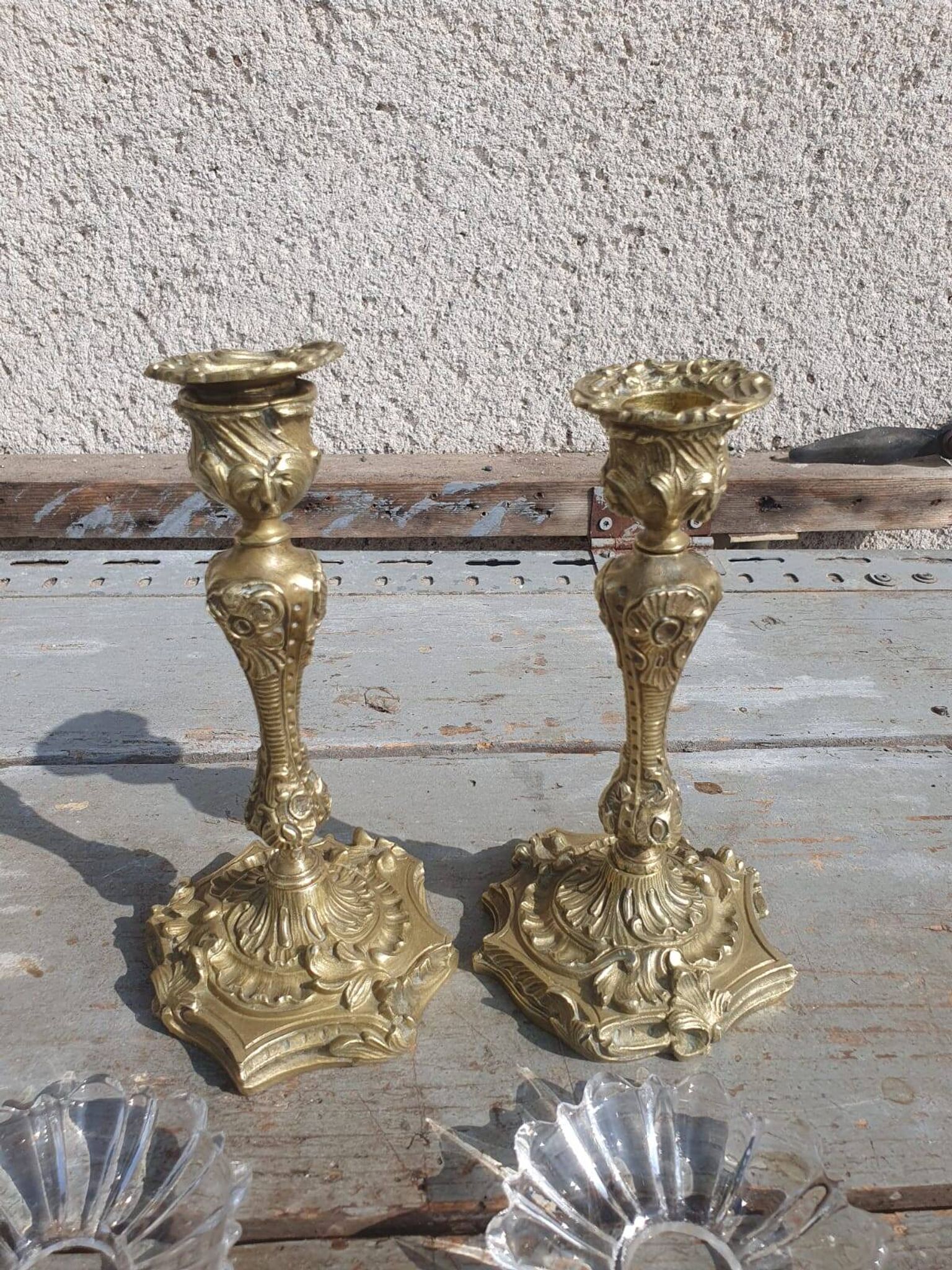 paire bougeoirs bronze