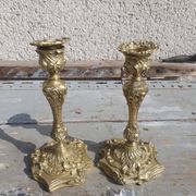 paire bougeoirs bronze