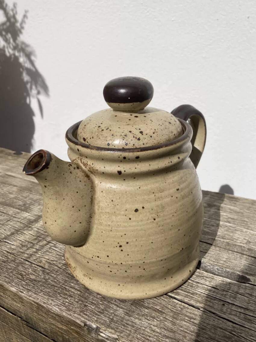 Japanese beige stoneware teapot