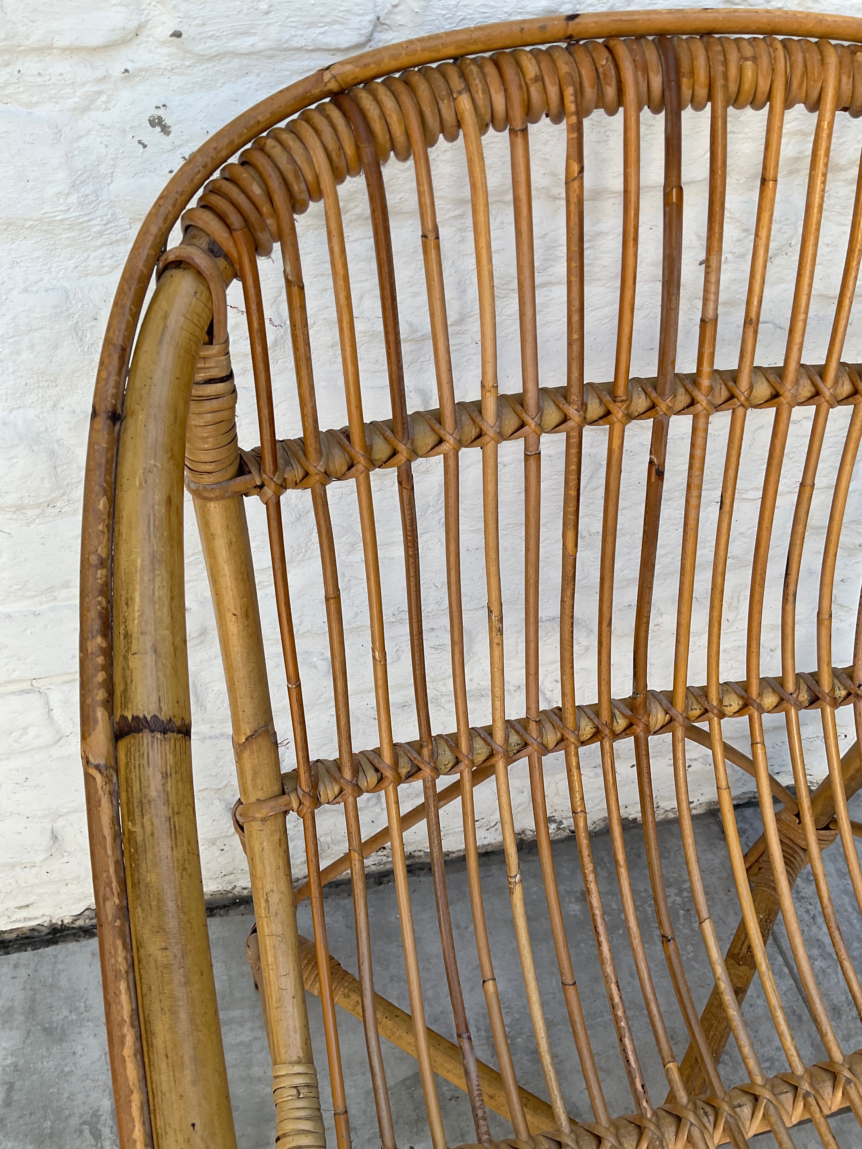 Vintage rattan armchair 60s-70s