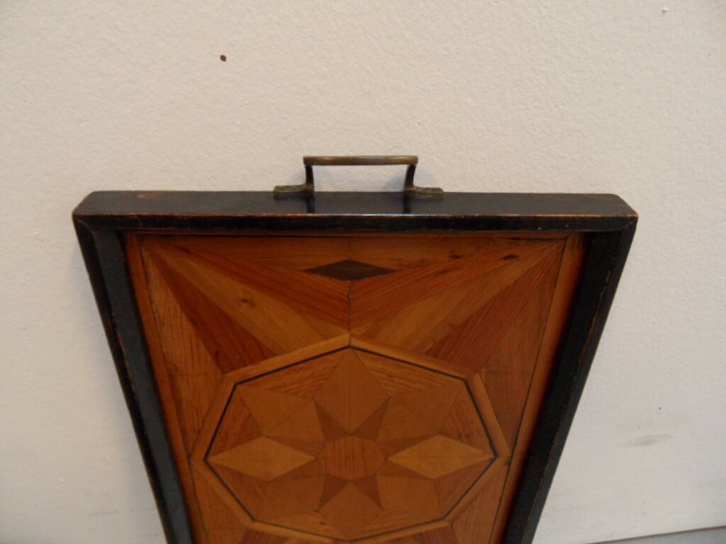 Antique wooden tray with inlay