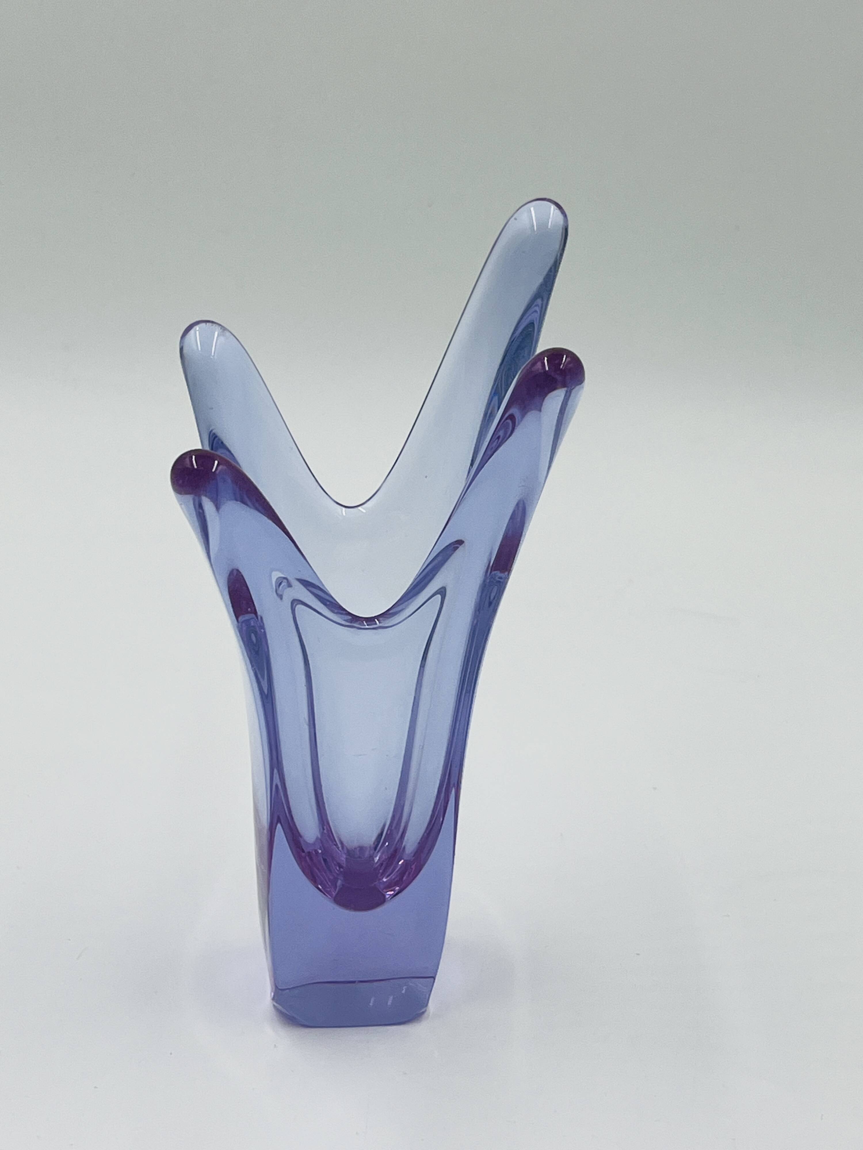 Vintage Murano Crystal Finger Vase Purple