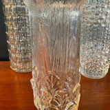 Vintage trio of moulded glass roll vases