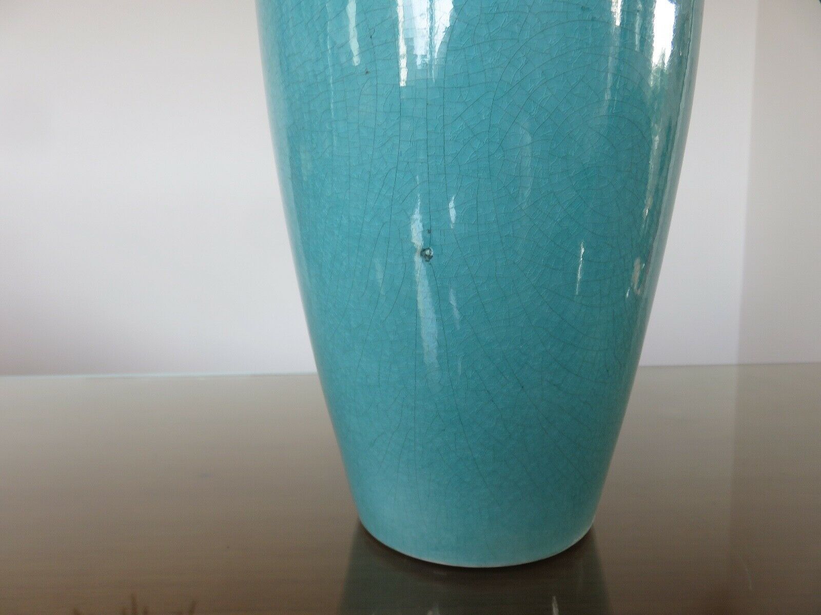 Turquoise cracked ceramic "amphora" lamp, numbered 50 60s