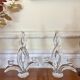 Pair of two-light crystal candlesticks signed Vannes