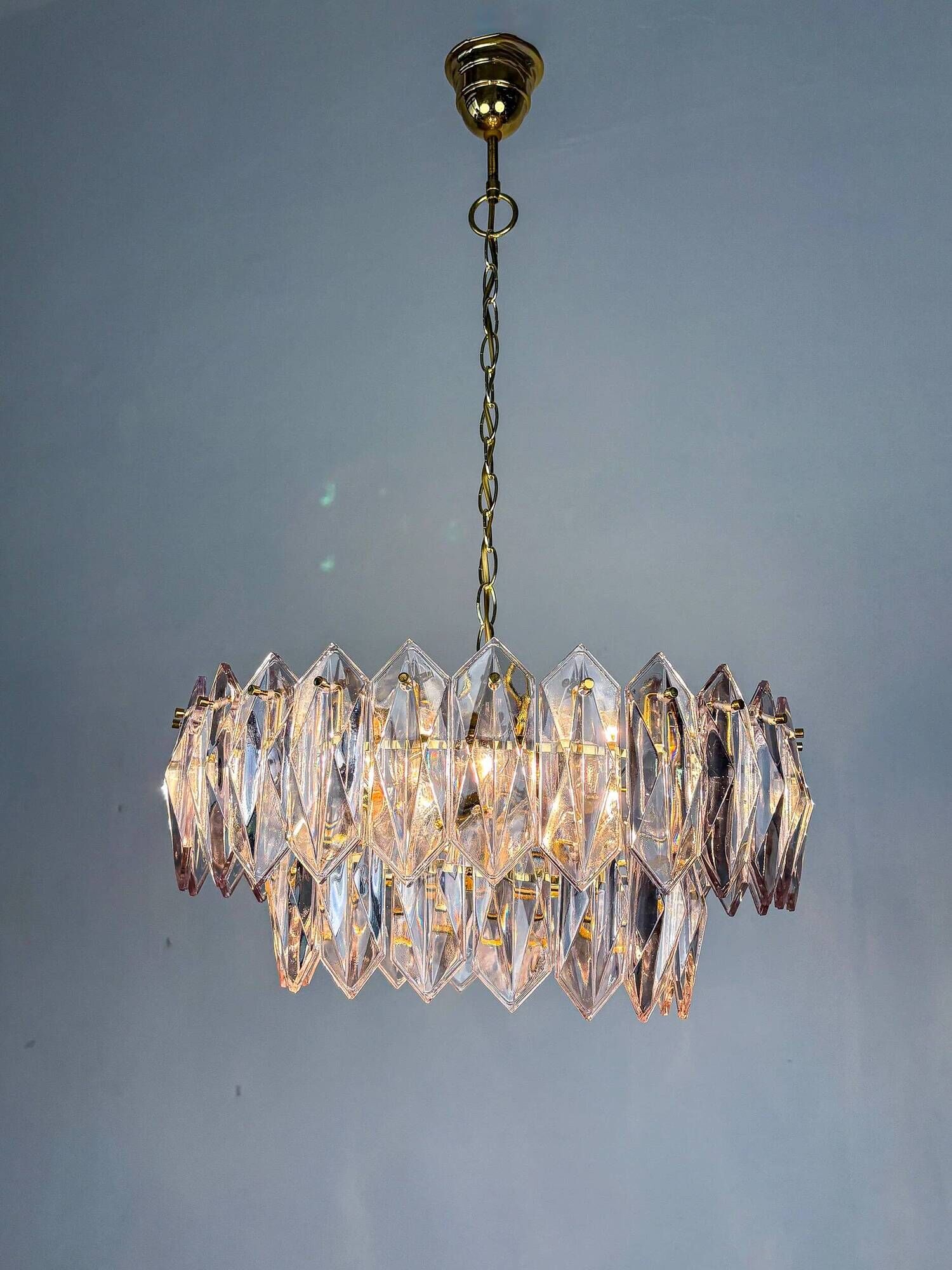 JT Kalmar chandelier, cut glass, 2 levels, Austria, 1970s