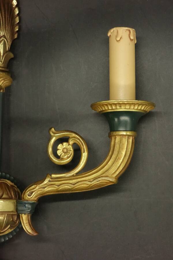 Pair of large Restoration style wall sconces from Lucien GAU - bronze