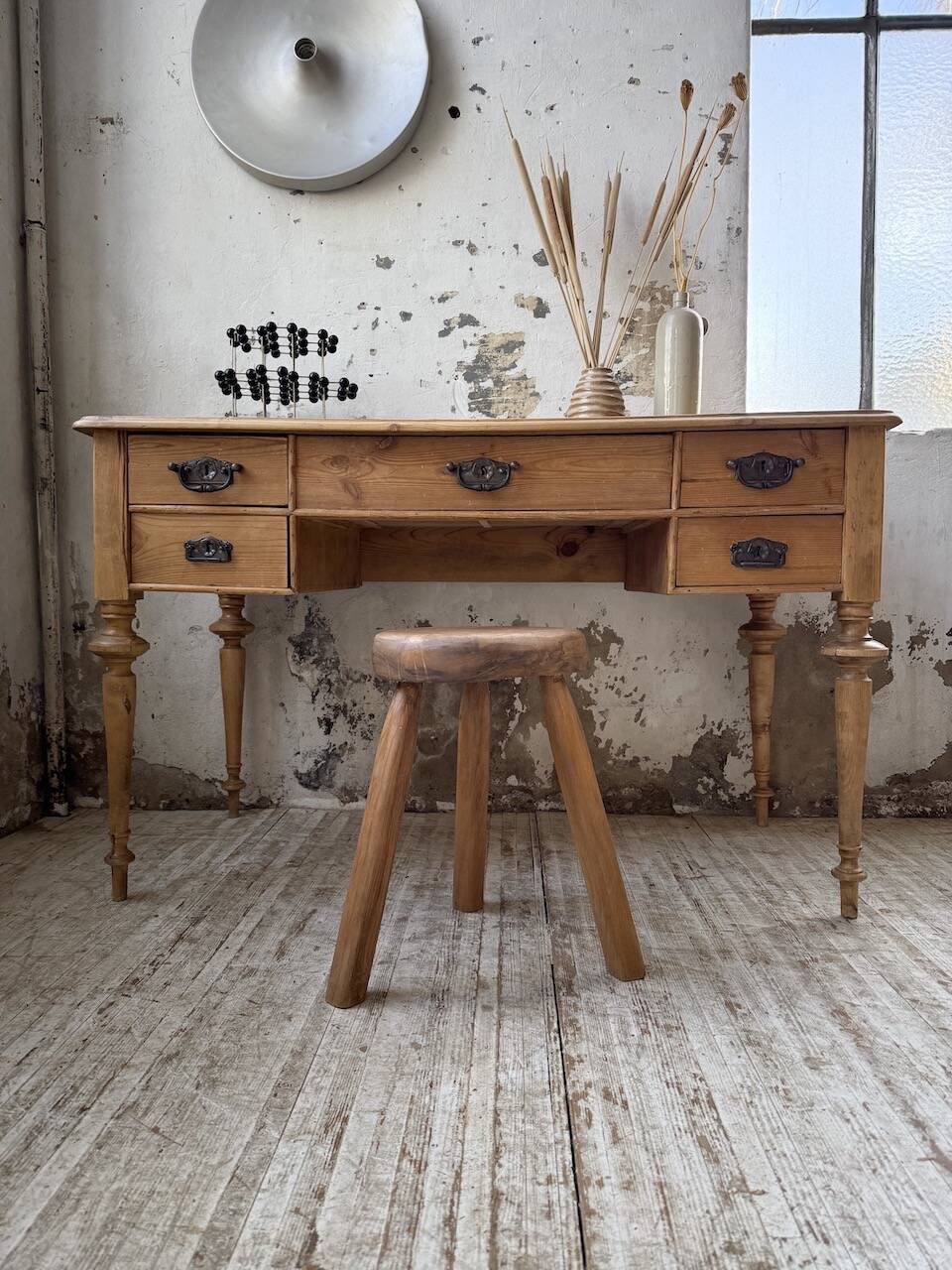 Blonde walnut desk and pine top 1900
