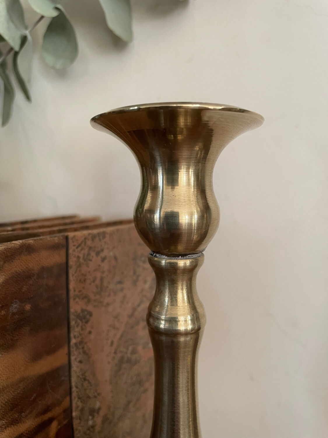 Set of three vintage brass candlesticks