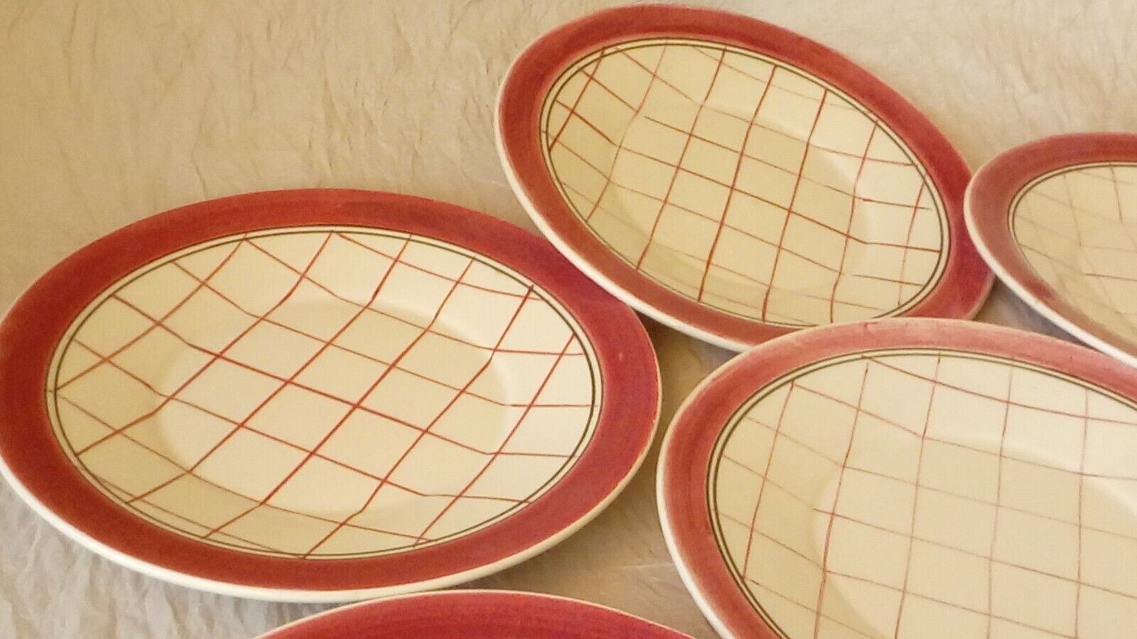 6 assiettes a dessert porcelaine opaque de gien modele michel art deco