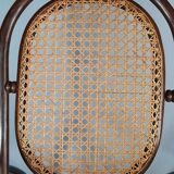 Vintage curved wood rocking chair for children with recent caning model D912.