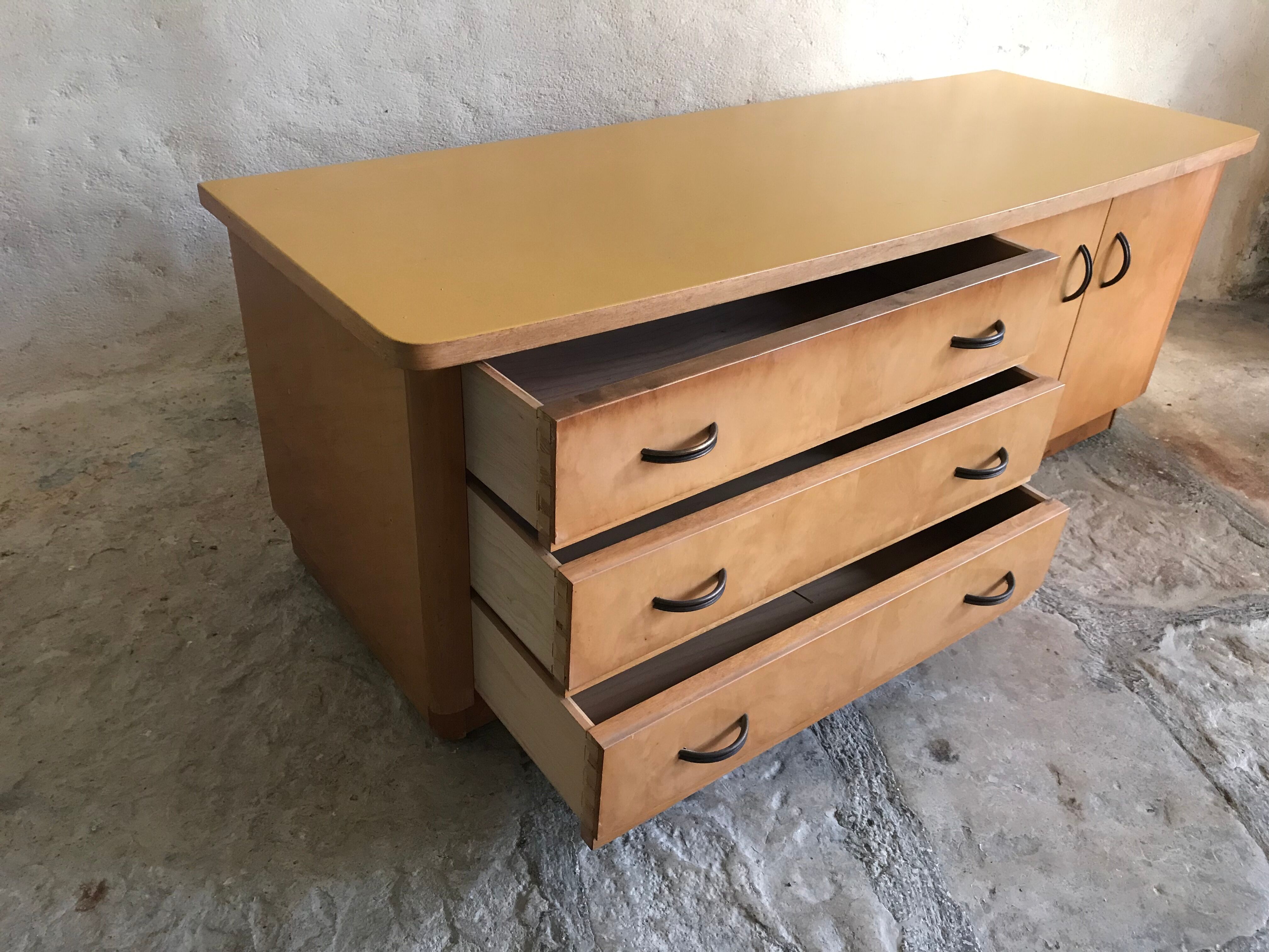 Cabinet low sideboard 1940-1960's in blond wood