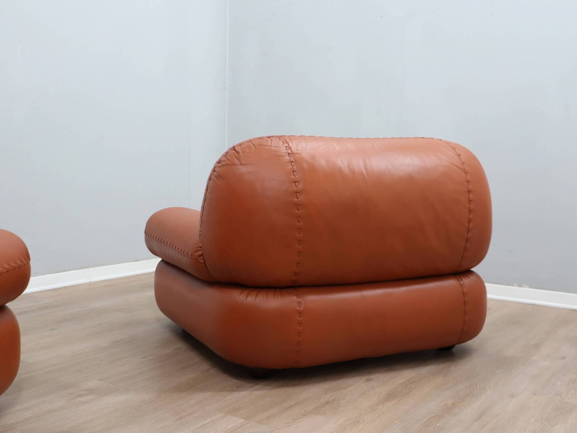 Sapporo cognac leather armchairs by Mobil GIRGI 1970s