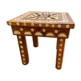Moroccan camel bone marquetry wooden table for bedroom or living room