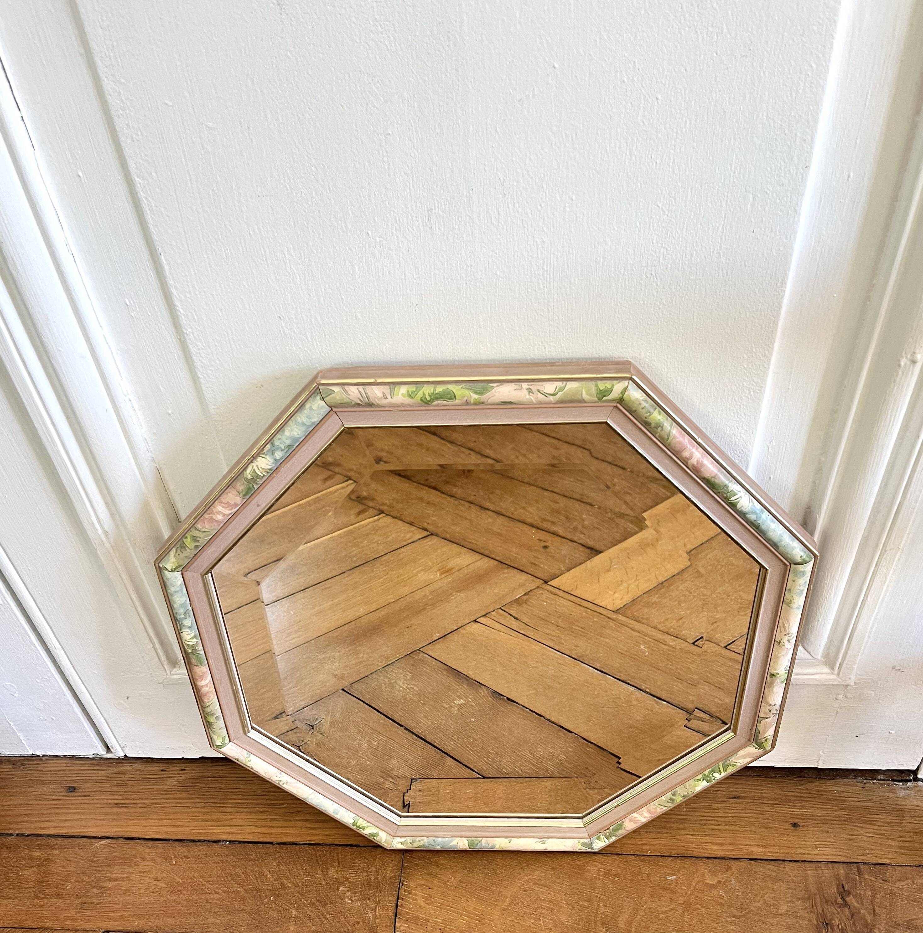 Vintage octagonal beveled mirror